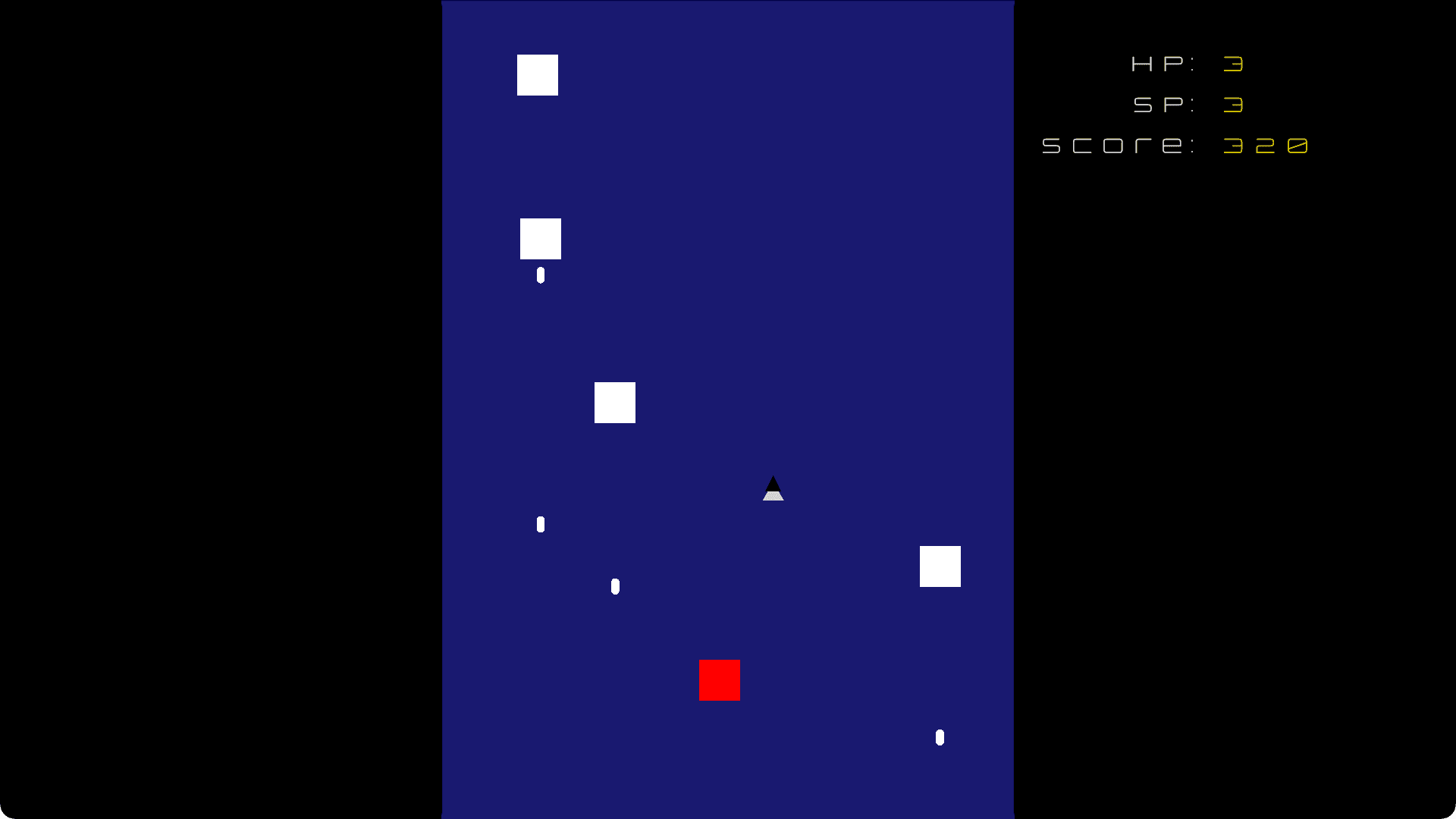 2Dシューティングゲームのゲーム画面です。