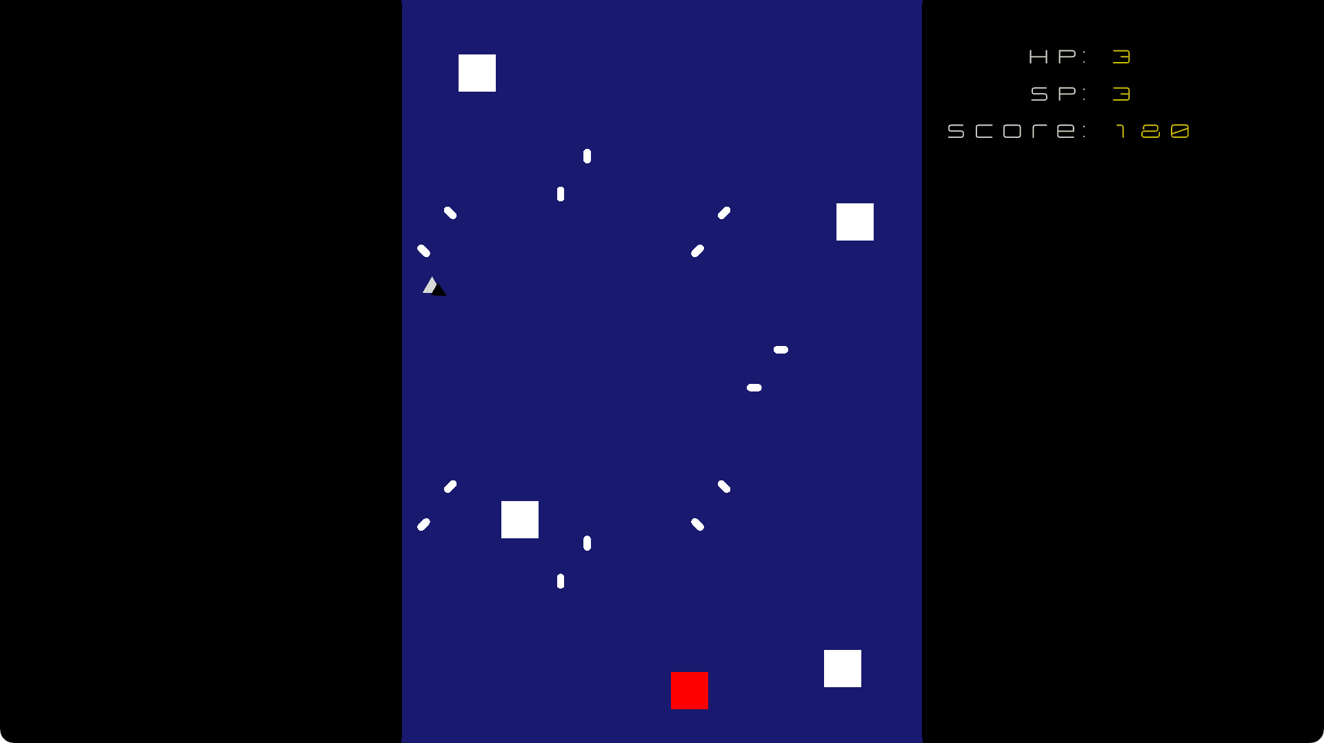 2Dシューティングゲームのゲーム画面です。